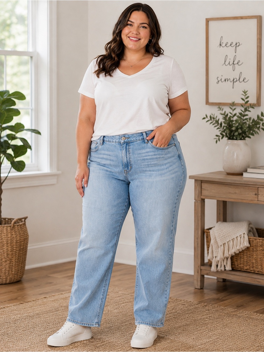 Lee Light Blue Denim Jeans Whiskered 5 Pocket Plus Size 18 relaxed fit straight